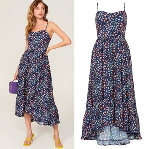Hutch Blue Animal Print Sleeveless A-Line Ari Midi Dress